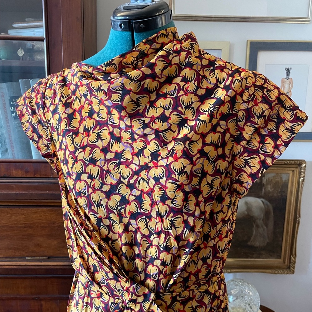 SALONI Pemala Sun Yellow and Black Floral Midi Dress NWT - Picture 5 of 7